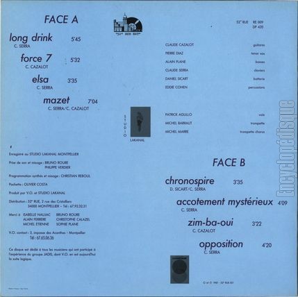 [Pochette de Long drink (V. 0. (2)) - verso]