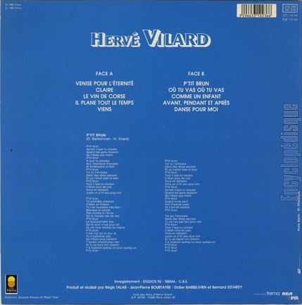 [Pochette de P’tit brun (Herv VILARD) - verso]