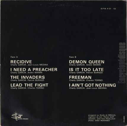 [Pochette de Demon Queen (RCIDIVE) - verso]
