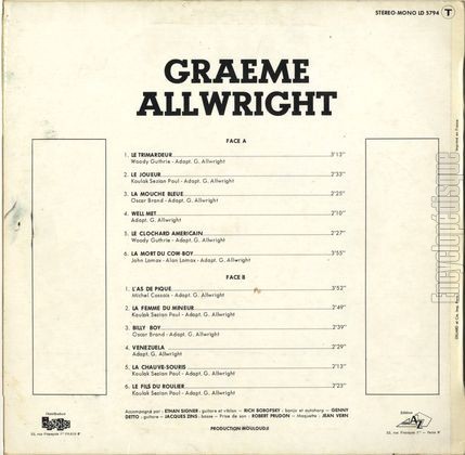 [Pochette de Le trimardeur (rdition de l’album de 1965) (Graeme ALLWRIGHT) - verso]