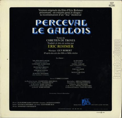 [Pochette de Perceval le gallois (B.O.F.  Films ) - verso]
