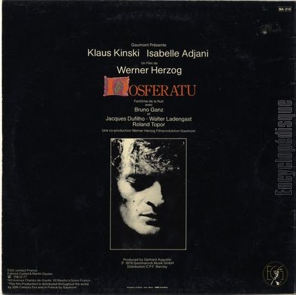 [Pochette de Nosferatu, fantme de la nuit (B.O.F.  Films ) - verso]