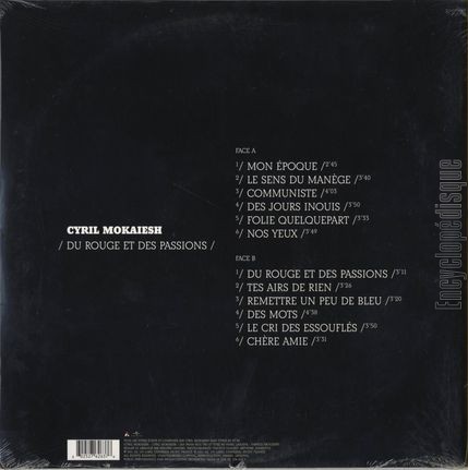 [Pochette de Du rouge et des passions (Cyril MOKAIESH) - verso]