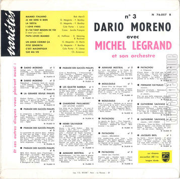 [Pochette de Mambo italiano, La siesta, Sur ma vie… - (Vol. 3) (Dario MORENO) - verso]