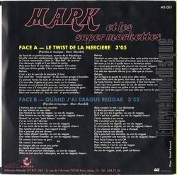 [Pochette de Le twist de la mercire (MARK et les SUPERMARKETTES) - verso]