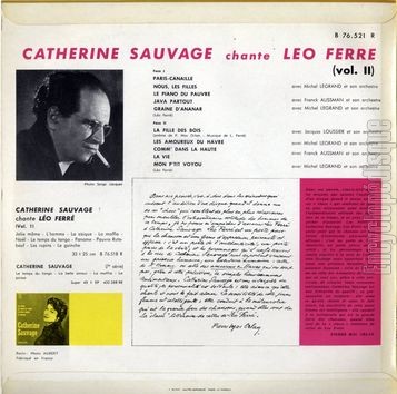 [Pochette de Catherine Sauvage chante Lo Ferr vol. 2 (Catherine SAUVAGE) - verso]
