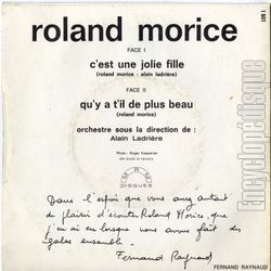 [Pochette de C’est une jolie fille (Roland MORICE) - verso]