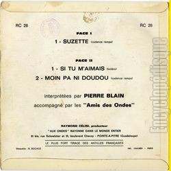 [Pochette de Suzette (Pierre BLAIN) - verso]