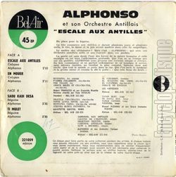 [Pochette de Escale aux Antilles (ALPHONSO (et son orchestre antillais)) - verso]