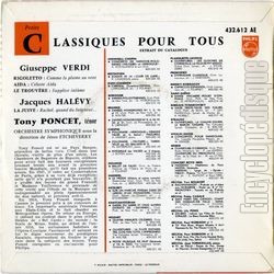 [Pochette de Petits classiques pour tous (Tony PONCET) - verso]