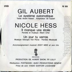 [Pochette de Enrgistremant en public au restaurant "La msange" (Morges) (Gil AUBERT - Nicole HESS) - verso]