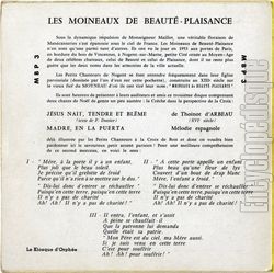 [Pochette de Jsus nait, tendre et blme (MOINEAUX DE BEAUT-PLAISANCE) - verso]