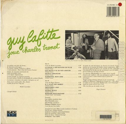 [Pochette de Guy Lafitte joue Charles Trnet (Guy LAFITTE) - verso]