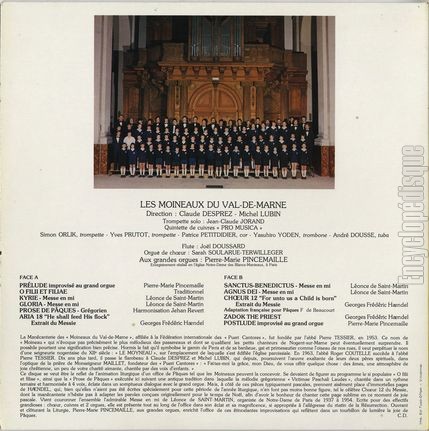 [Pochette de Pques (Les MOINEAUX DU VAL DE MARNE) - verso]