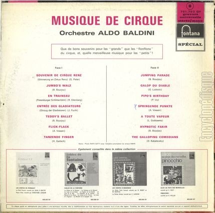 [Pochette de Musique de cirque (Aldo BALDINI) - verso]