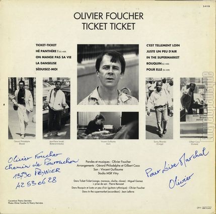 [Pochette de Ticket ticket (Olivier FOUCHER) - verso]