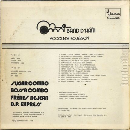 [Pochette de Accolade bouesson (OMNI BAND D’HATI) - verso]