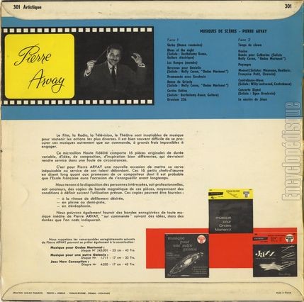 [Pochette de Musiques de scnes (Pierre ARVAY) - verso]