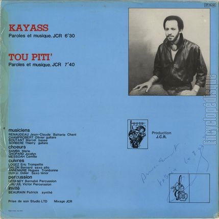 [Pochette de Kayass (JCR.ENERGY’S) - verso]