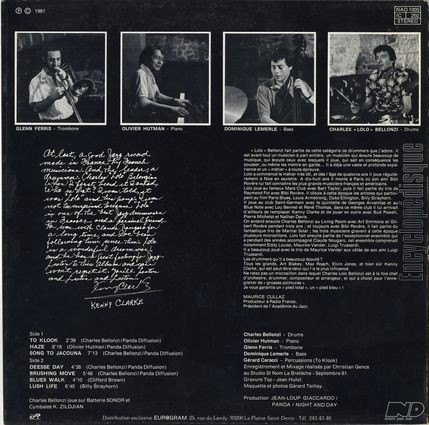 [Pochette de Charles "Lolo" bellonzi Quartet (Charles "Lolo" BELLONZI QUARTET) - verso]