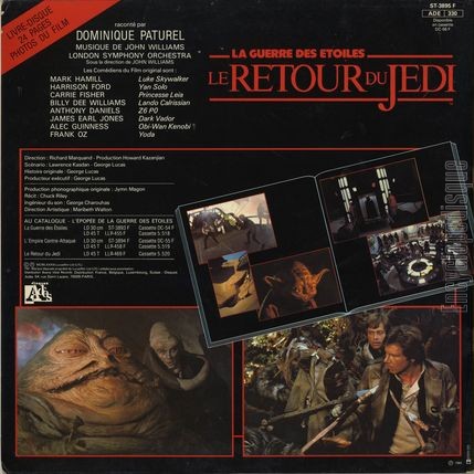 [Pochette de La guerre des toiles "le retour du Jedi" (B.O.F.  Films ) - verso]
