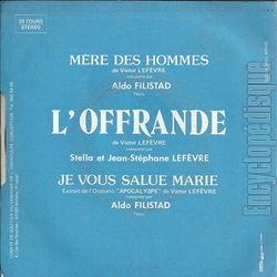 [Pochette de L’offrande (Victor LEFEVRE) - verso]