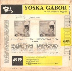 [Pochette de Yoska Gabor et son orchestre tzigane (FOLKLORE) - verso]