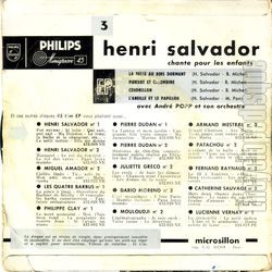 [Pochette de Chante pour les enfants - N3 (Henri SALVADOR) - verso]