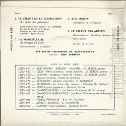 [Pochette de Le chant de la libration (PETITS CHANTEURS DE SAINT-LAURENT / LE PETIT CHOEUR DE FRIBOURG) - verso]