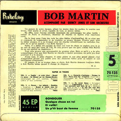 [Pochette de Gondolier (Bob MARTIN) - verso]