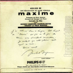 [Pochette de Maxime (B.O.F.  Films ) - verso]