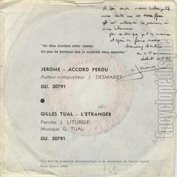 [Pochette de Accord perdu (JRME / Gilles TUAL) - verso]