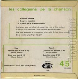 [Pochette de J&rsquo;entends dans la nuit (Les COLL�GIENS DE LA CHANSON) - verso]