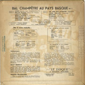 [Pochette de Bal champtre au Pays Basque n 1 (l’orchestre RAMUNTCHO (de Saint-Jean-Pied-De-Port)) - verso]